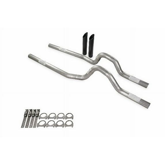 Dual Exhaust Kit 2.5" No Muffler Rear Exit BW Tips Fits 73-80 GM C/K 20 3/4 Ton