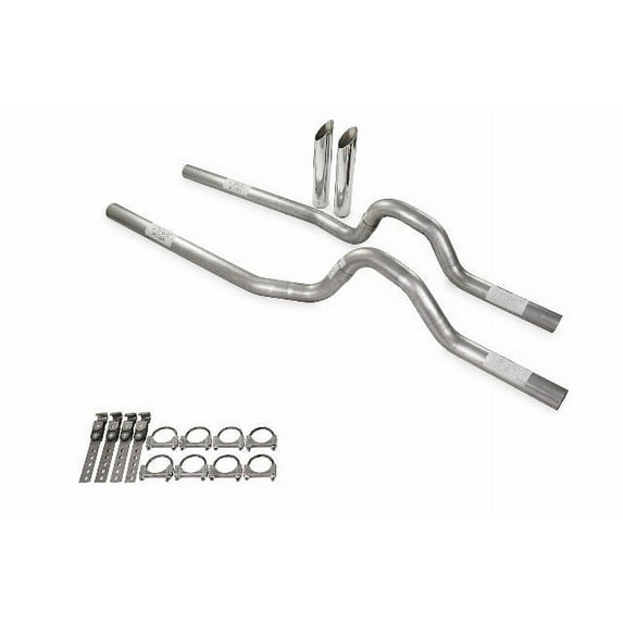 Dual Exhaust Kit 2.5" No Muffler Rear Exit SW Tips Fits 80 to 86 Ford F-Series