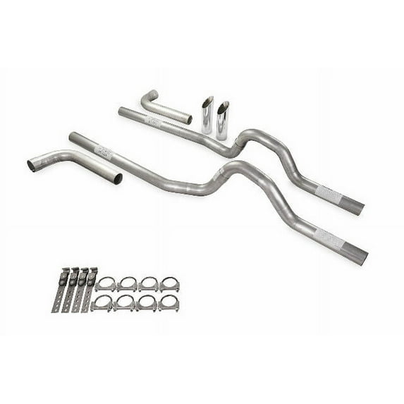 Dual Exhaust Kit 2.5" No Muffler Side Exit SW Tips Fits 62 to 66 Ford F-Series