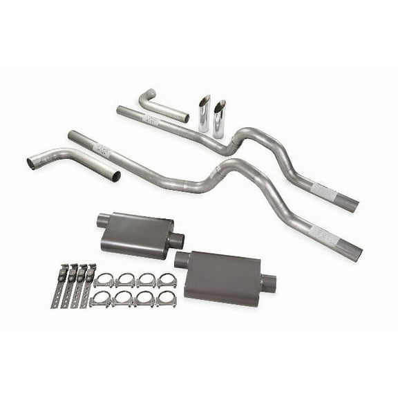 Dual Exhaust Kit 3" 2 Chamber Side Exit SW Tips Fits 80 to 86 Ford F-Series
