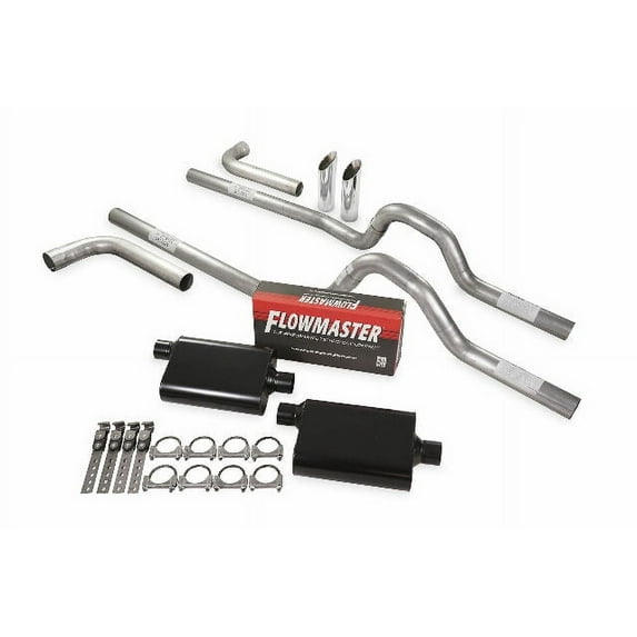 Dual Exhaust Kit 3" Flowmaster 40 Series Side Exit SW Tips 67-72 Ford F-Series