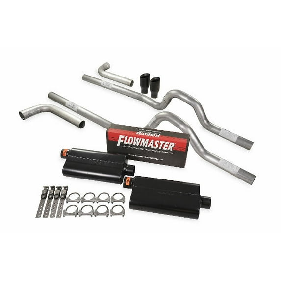 Dual Exhaust Kit 3" Flowmaster 50 Series Side Exit BDW Tips 62-66 Ford F-Series