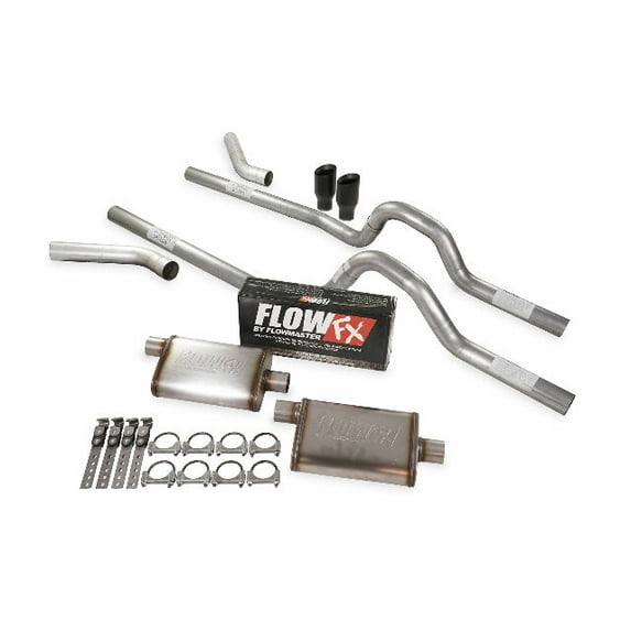 Dual Exhaust Kit 3" Flowmaster Flow FX Corner Exit BDW Tips 73-79 Ford F-Series