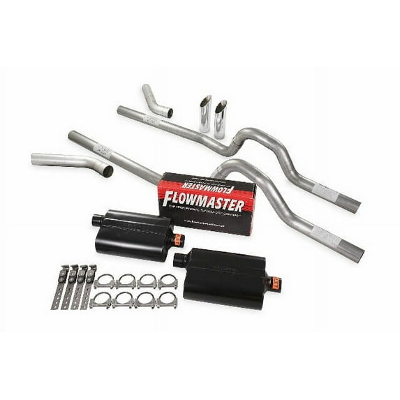 Dual Exhaust Kit 3" Flowmaster Super 40 Corner Exit SW Tips 67-72 Ford F-Series