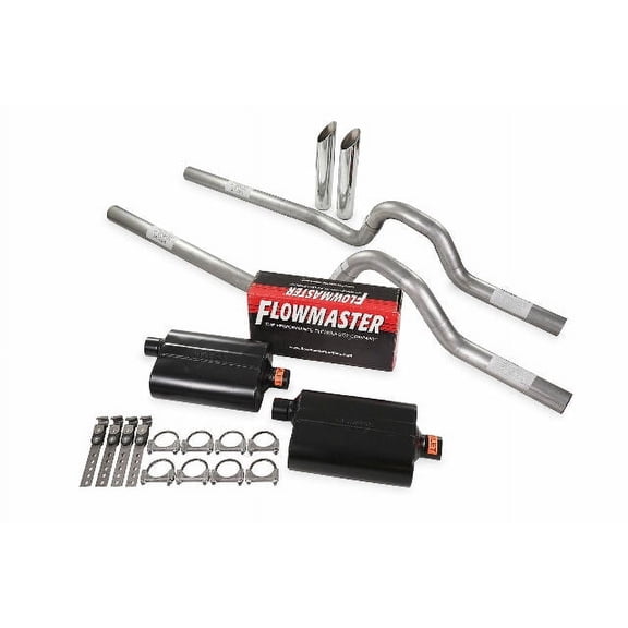 Dual Exhaust Kit 3" Flowmaster Super 40 Rear Exit SW Tips 73-79 Ford F-Series