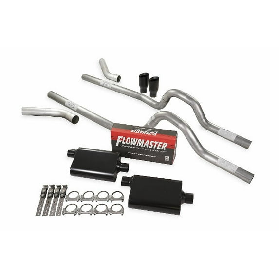 Dual Exhaust Kit 3" Flowmaster Super 44 Corner Exit BDW Tips 62-66 Ford F-Series