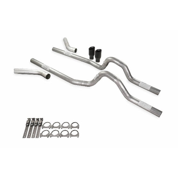 Dual Exhaust Kit 3" No Muffler Corner Exit BDW Tips Fits 67 to 72 Ford F-Series