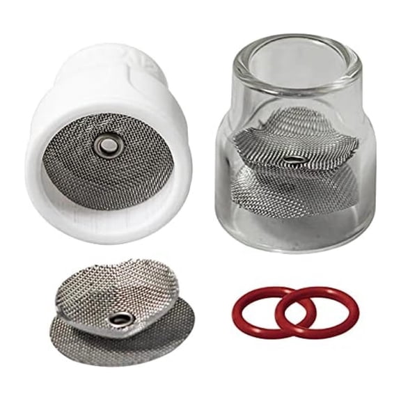 Dual FUPA #12 Welding Cup Kit (1 Glass & 1 Ceramic Cup, O-Rings, 1 Spare Diffuser)