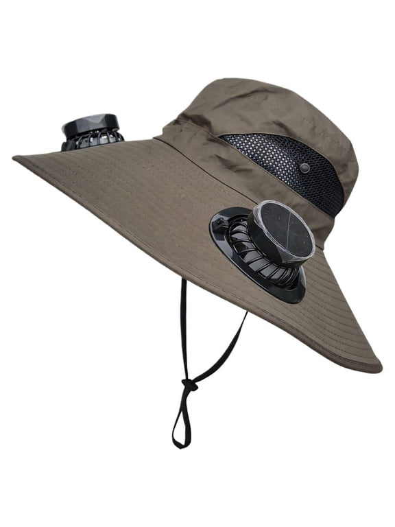 Dual Fan Solar Hat With Wide Brim & 3 Speeds, Lightweight Cooling Sun Hat for Outdoor Fishing Hiking Gardening, Breathable UV Protection, Adjustable 55-59cm