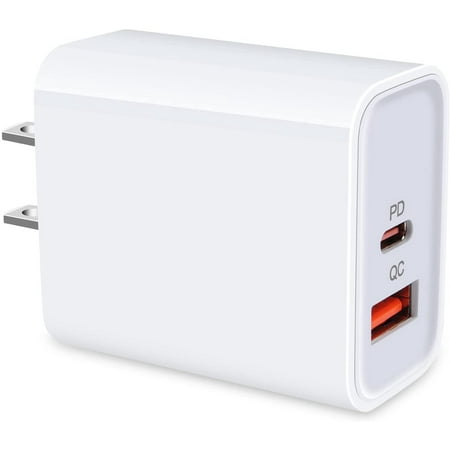 Dual Fast Charger 20W USB and USB c ( PD3.0 USB-C + QC3.0 USB-A) Power Adapter for iPhone 11 12/Mini/Pro/Pro Max/Samsung/Pixel and More (White)