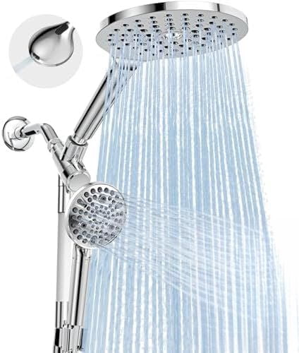 Dual Filtered Rain Shower Head Combo, Handheld Shower Head with Adjustable Bar - Rainfall Shower Head And Showerhead with Filter for Hard Water - Removes Chlorine