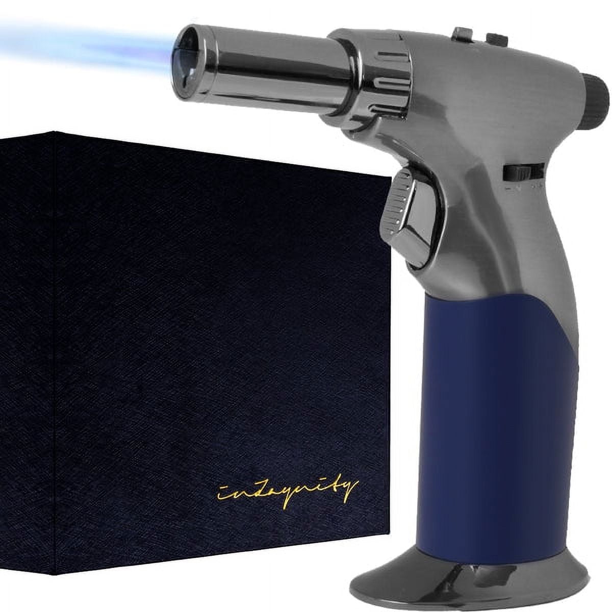 Dual Flame Butane Torch Gun Refillable Luxury Hand Held Mini Blow
