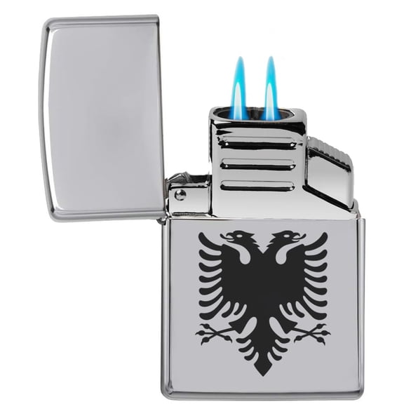 Dual Flame Torch Lighter Albanian Eagle (Chrome)