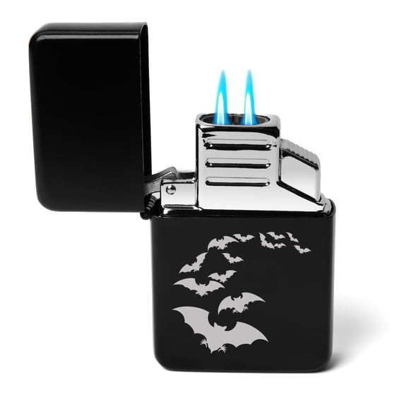 Dual Flame Torch Lighter Bat Colony (Black)