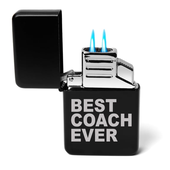 Dual Flame Torch Lighter Best Coach Ever (Black)