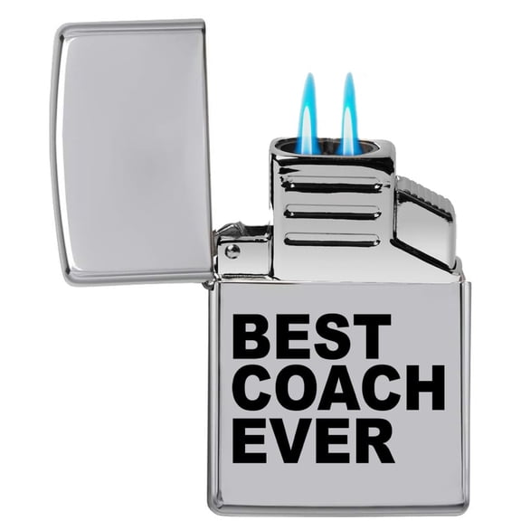 Dual Flame Torch Lighter Best Coach Ever (Chrome)