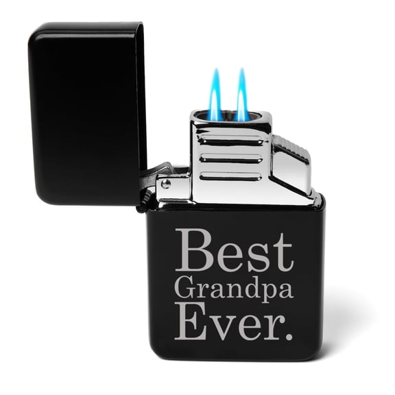 Dual Flame Torch Lighter Best Grandpa Ever (Black)