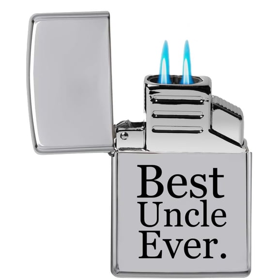 Dual Flame Torch Lighter Best Uncle Ever (Chrome)