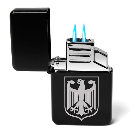 Dual Flame Torch Lighter Coat of Arms of Germany German Eagle 1.3 (Black)
