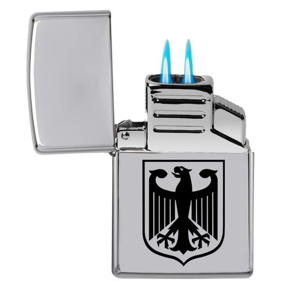 Dual Flame Torch Lighter Coat of Arms of Germany German Eagle 1.3 (Chrome)