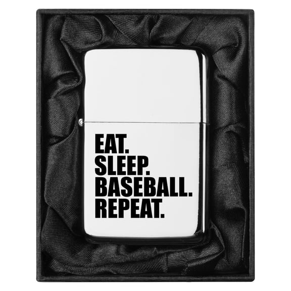 Dual Flame Torch Lighter Eat Sleep Baseball Repeat (Chrome)