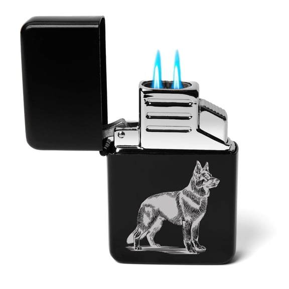 Dual Flame Torch Lighter German Shepherd Stylized (Black)