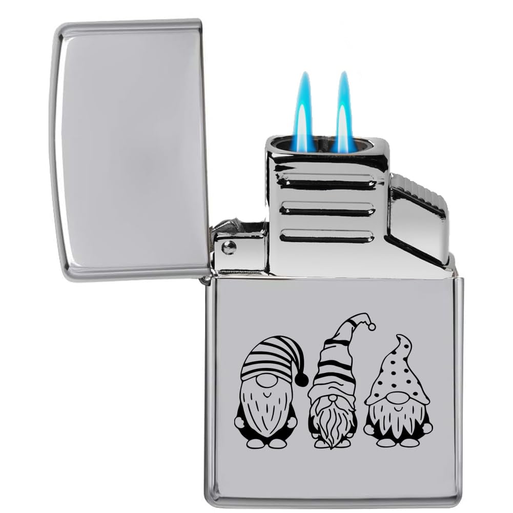 Dual Flame Torch Lighter Gnomes (Chrome)