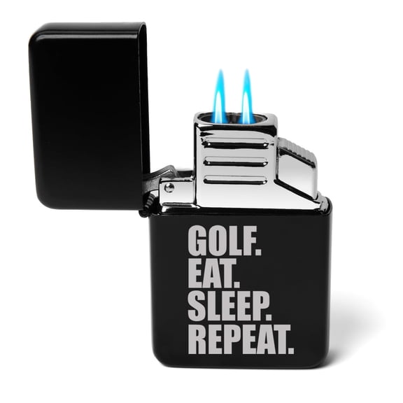 Dual Flame Torch Lighter Golf Eat Sleep Repeat (Black)