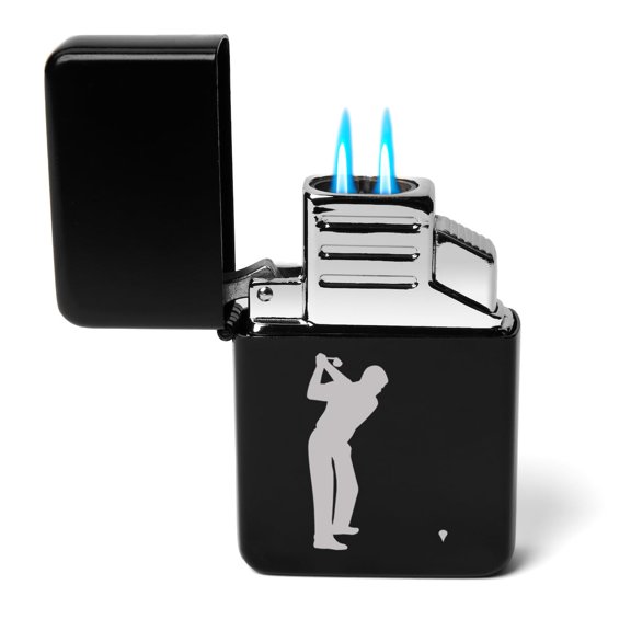 Dual Flame Torch Lighter Golfer (Black)
