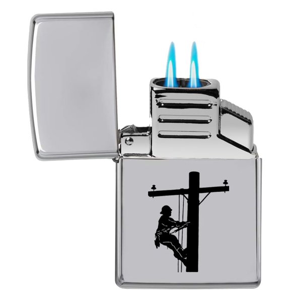 Dual Flame Torch Lighter Lineman Electric Pole Climber (Chrome)