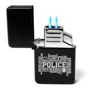 Dual Flame Torch Lighter Police Word Art Black