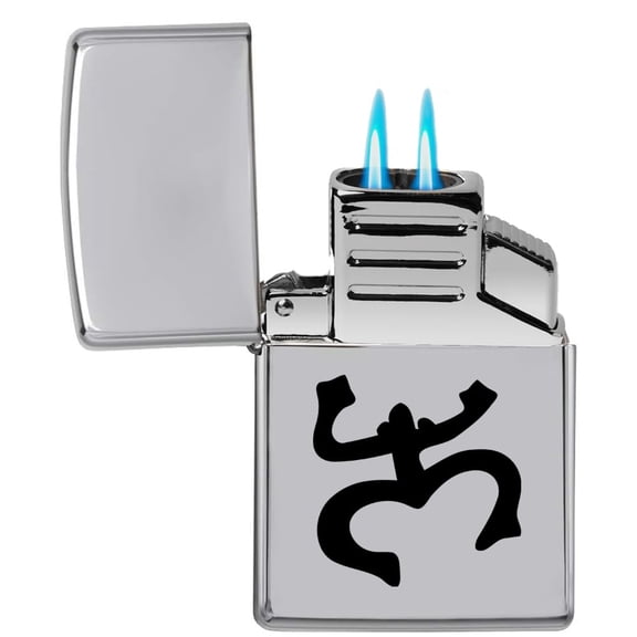 Dual Flame Torch Lighter Puerto Rico Coqui Taino (Chrome)