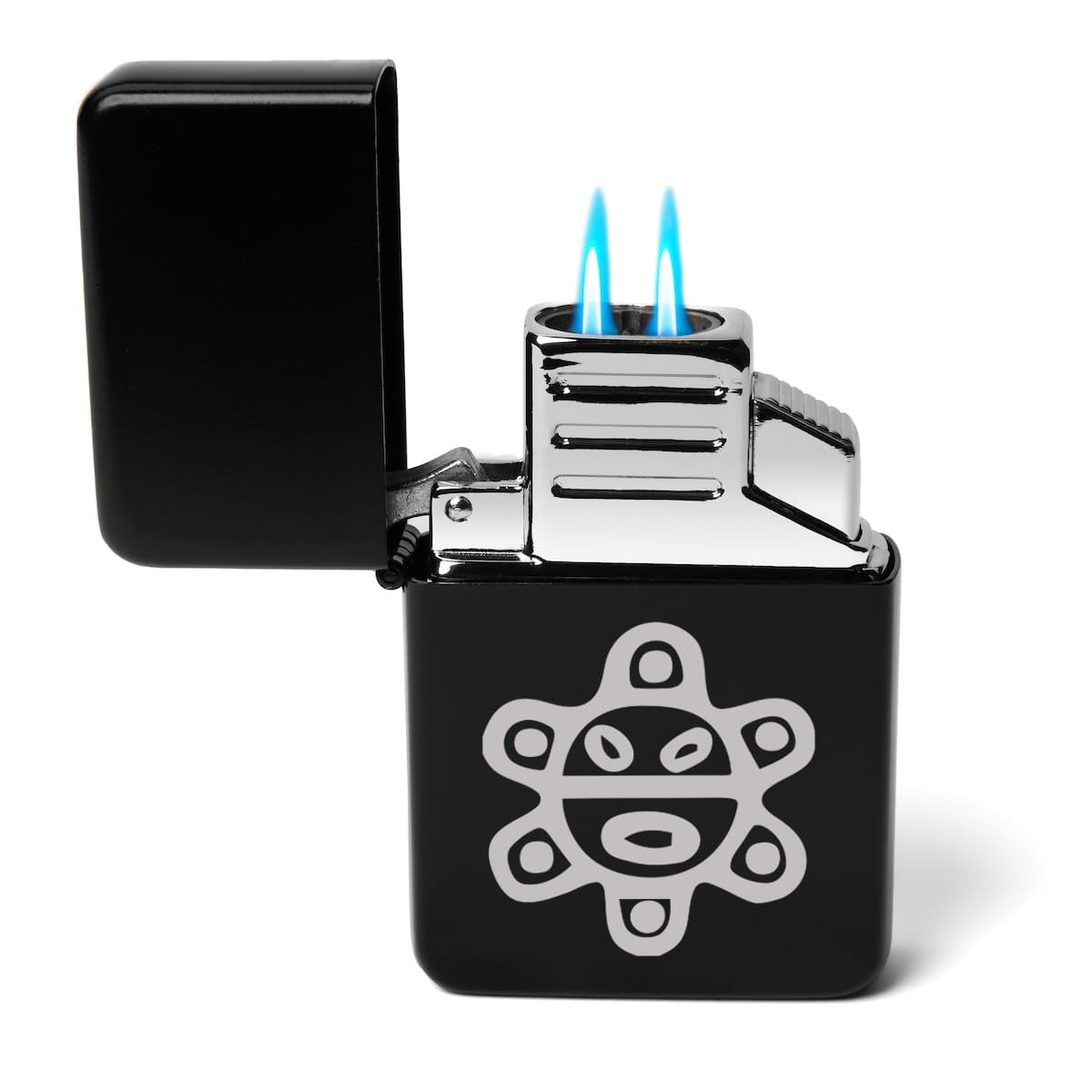 Dual Flame Torch Lighter Puerto Rico Sol Taino (Black)