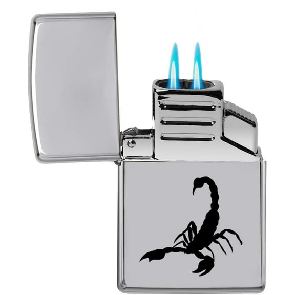 Dual Flame Torch Lighter Scorpion (Chrome)
