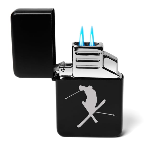 Dual Flame Torch Lighter Ski Skier Extreme Sports Trick (Black)