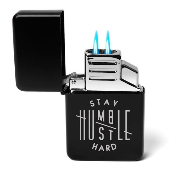 Dual Flame Torch Lighter Stay Humble Hustle Hard (Black)