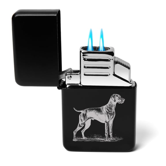 Dual Flame Torch Lighter Stylized German Shorthaired Pointer (Black)