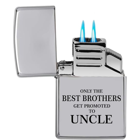 Dual Flame Torch Lighter The Best Brothers Get Promoted to Uncle (Chrome)