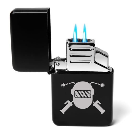 Dual Flame Torch Lighter Welder Helmet and Torch (Black)