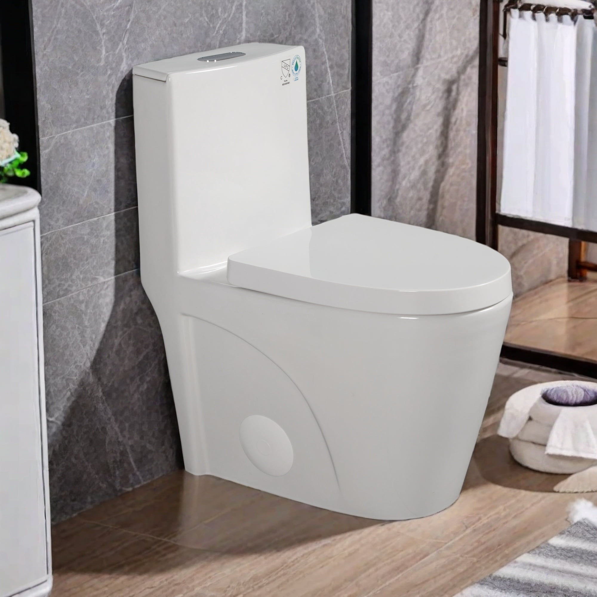 Dual Flush One Piece Toilet, Elongated Toilet with Soft Close Seat