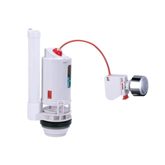 Dual Flush Toilet Tank Drain Valve Replacement, 2 Inch ABS Silicone Flush Mechanism With Adjustable Overflow Pipe For Standard Cisterns, White