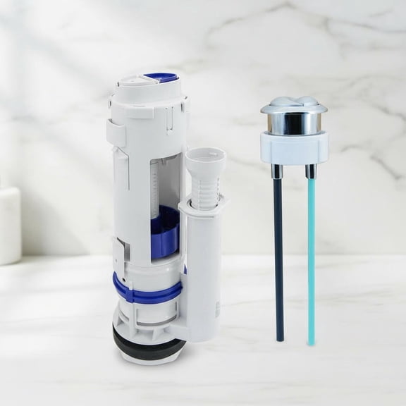 Dual Flush Valve & Push Button Replacement Parts and Assembly Fits Geberit & Kohler Split Toilet Parts, with Top Push Button, Universal Toilet Tank Spare Kits White