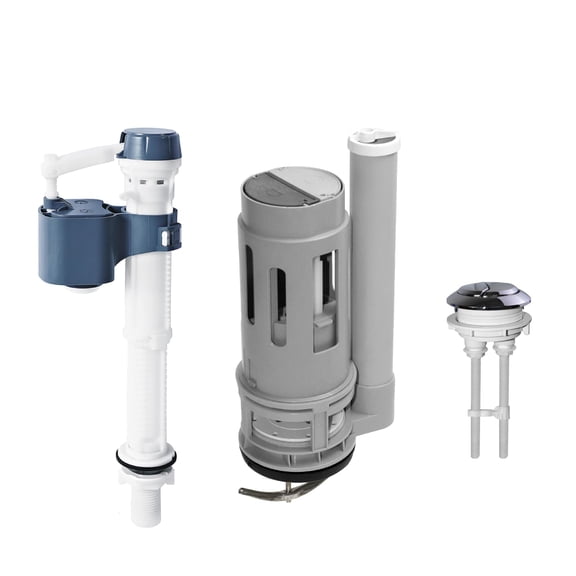 Dual Flush Valve Repair Kit for One-Piece Toilets - Includes 2-Inch Dual Flush Valve Replacement, Adjustable Push Button & Fill Valve, Easy to Install