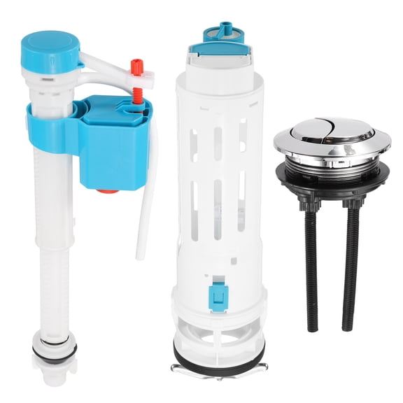 Dual Flush Valve Repair Kit for One-Piece Toilets, Includes 3" Flush Valve, 2.2" Thread Push Button, Fill Valve, Fits 11"-13.8"" Tall Tanks with 2.44-2.76" Drain Holes