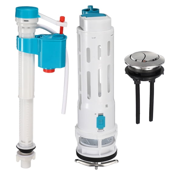 Dual Flush Valve Repair Kit for One-Piece Toilets, Includes 3" Flush Valve, 2.2" Thread Push Button, Fill Valve, Fits 11"-13.8"" Tall Tanks with 2.44-2.76" Drain Holes