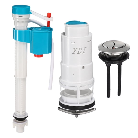 Dual Flush Valve Repair Kit for One-Piece Toilets, Includes 3" Flush Valve, 2.2" Thread Push Button, Fill Valve, Fits 7.1"-7.9"" Tall Tanks with 2.44-2.76" Drain Holes