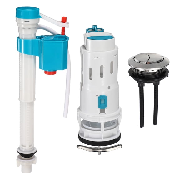 Dual Flush Valve Repair Kit for One-Piece Toilets, Includes 3" Flush Valve, 2.2" Thread Push Button, Fill Valve, Fits 7.9"-9.4"" Tall Tanks with 2.44-2.76" Drain Holes