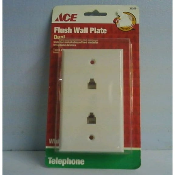 Dual Flush Wall Plate for Modular Telephone Devices White