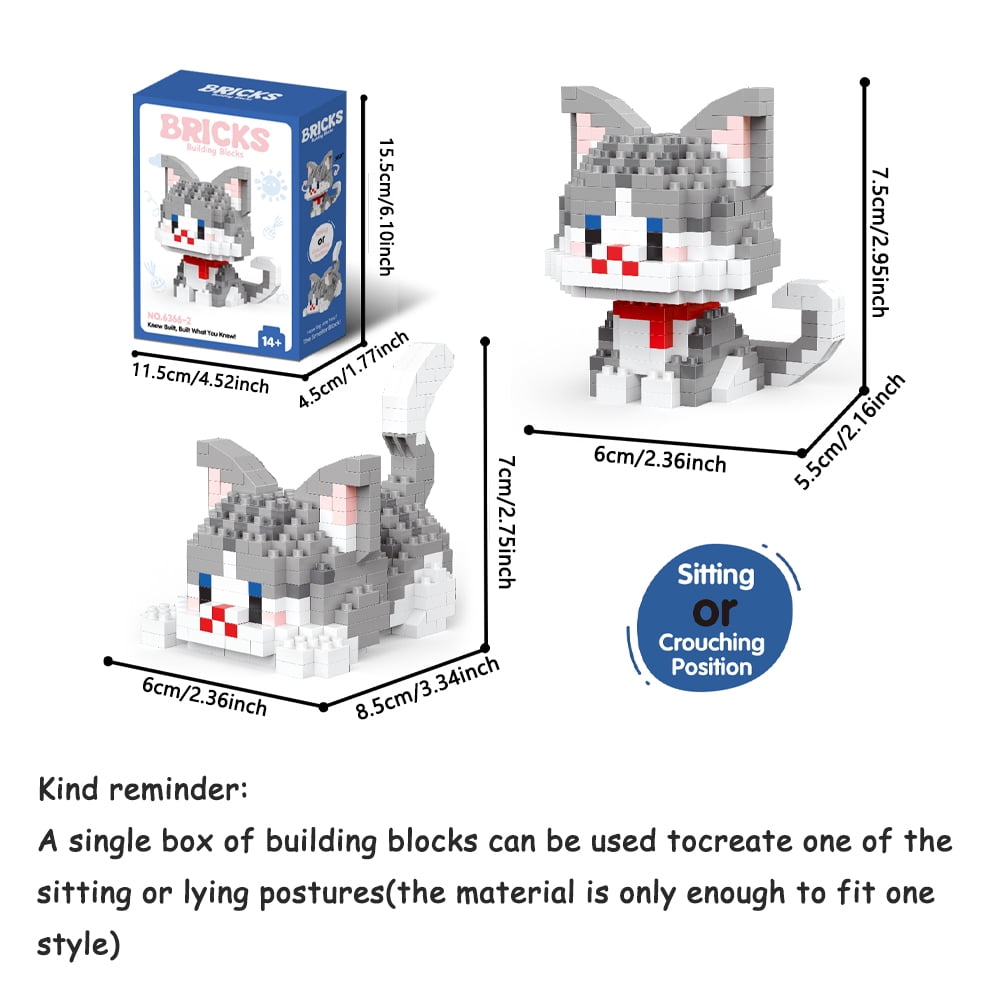 Dual Form Cat Shape Pet Series Model Micro Mini Building Blocks Toys ...