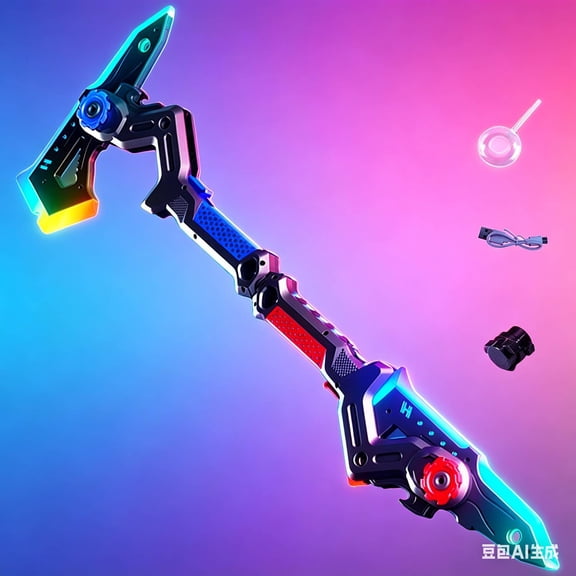Dual Form Sword Axe Toy 2026 LED Light-Up Interstellar Spark Battle Blade with Mist Effect & Hit Sensor Sound for Birthday Holiday Gift